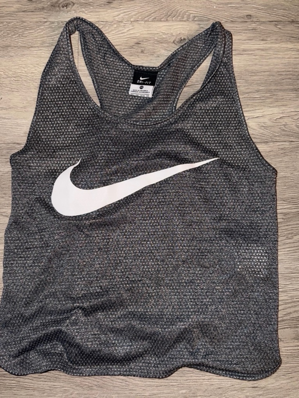 Nike Women's Gray Mesh Racerback Tank with White Swoosh
